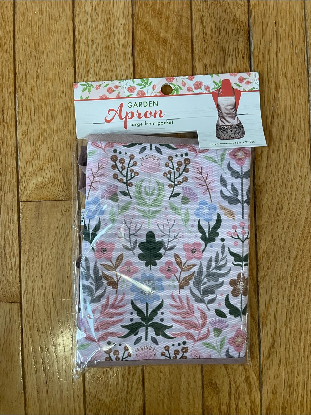 New Garden Apron with Floral Print - Pink